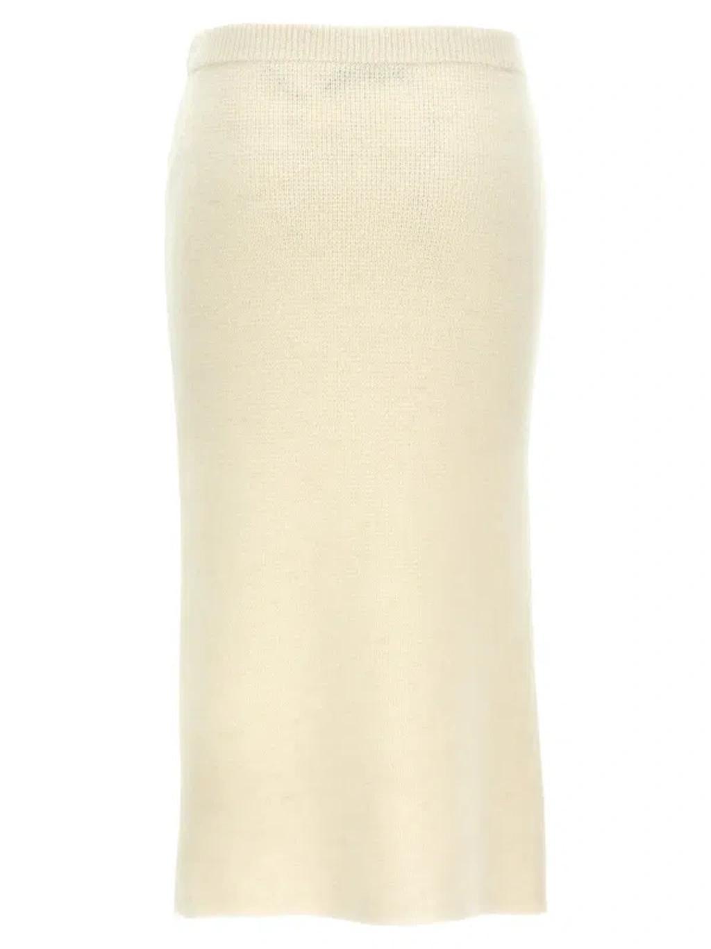 ALESSANDRA RICH Alpaca Midi Skirt Skirts In White Product Image