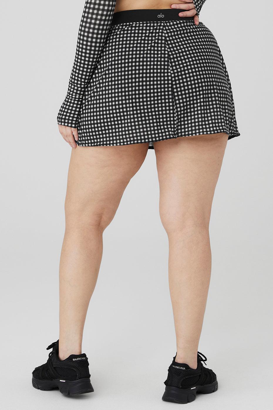 Mesh Gingham Skirt - Black Female Product Image