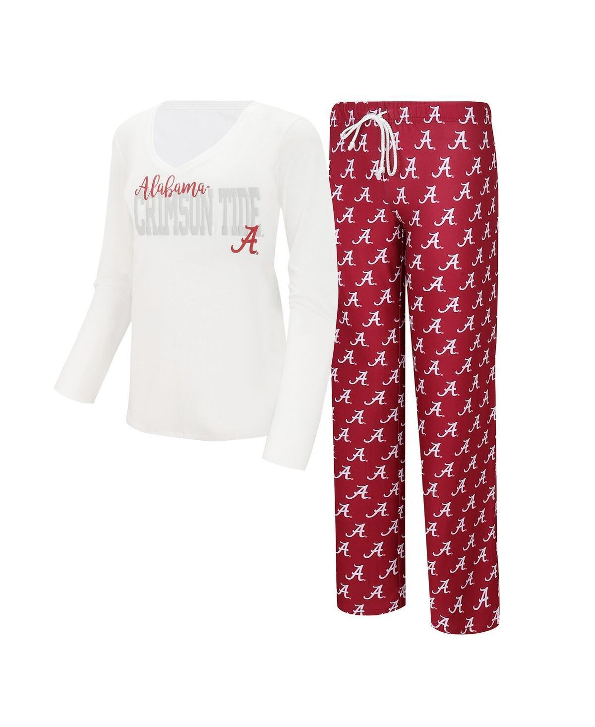 Womens Concepts Sport /Crimson Alabama Crimson Tide Long Sleeve V-Neck T-Shirt & Gauge Pants Sleep Set Product Image