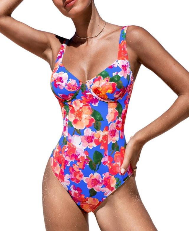 Cupshe Womens Floral Sweetheart Slim & Sculpt One-Piece Product Image