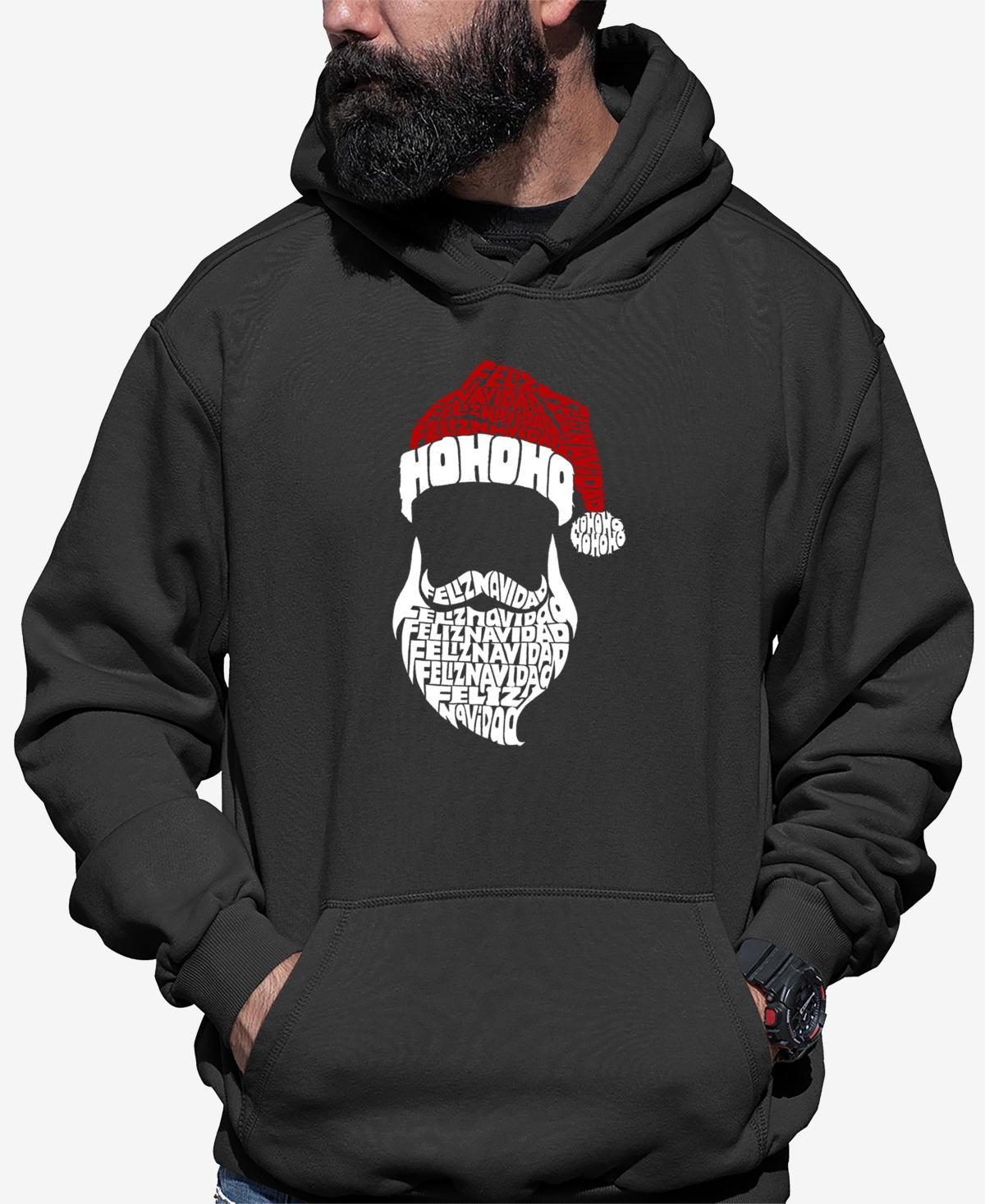 La Pop Art Mens Feliz Navidad Santa Claus Word Art Hooded Sweatshirt Product Image