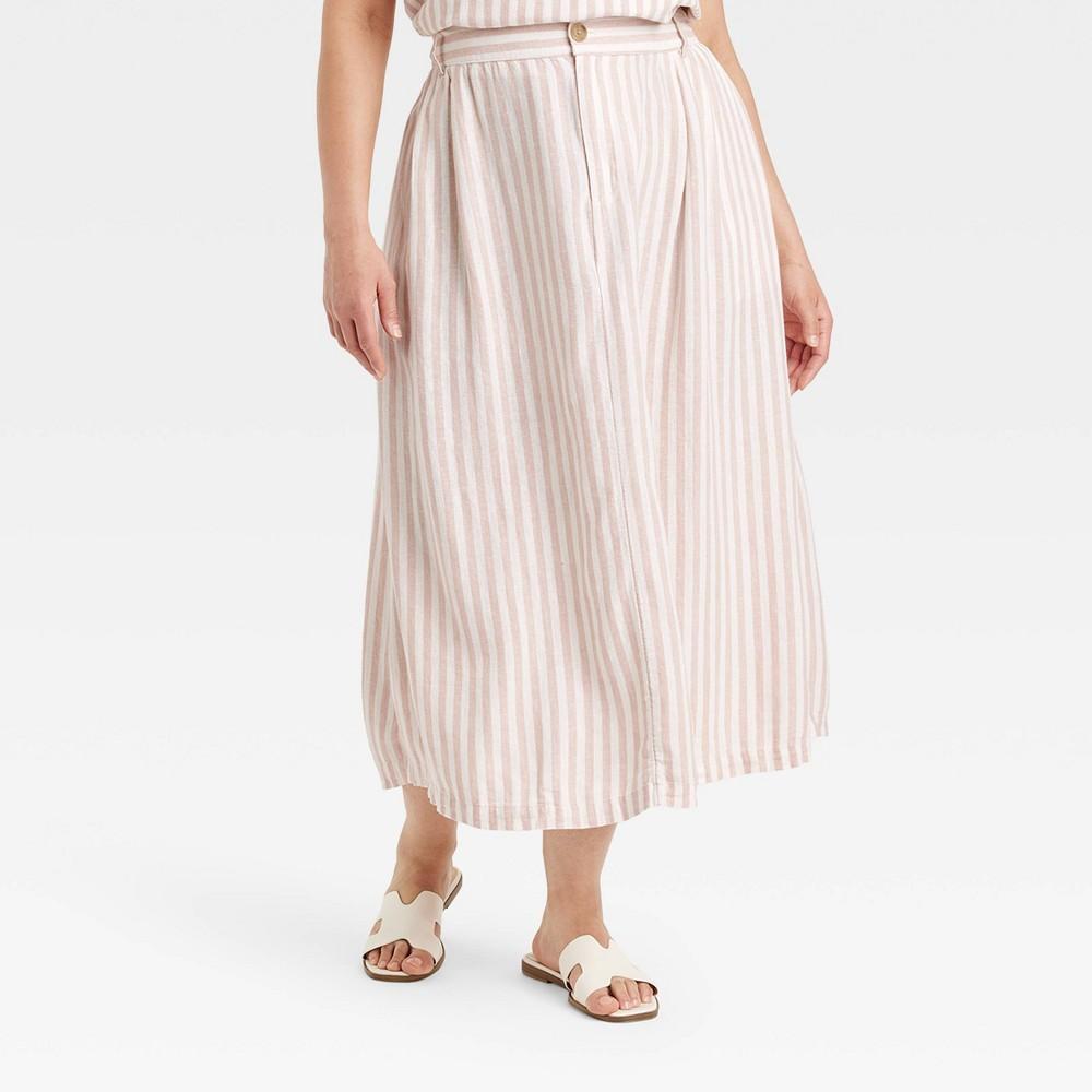 Womens Americana Picnic A-Line Maxi Skirt - A New Day /Cream Striped 4X Product Image