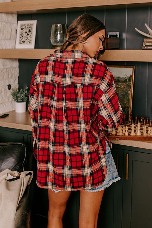 Fireside S'mores Oversized Flannel in Red Product Image