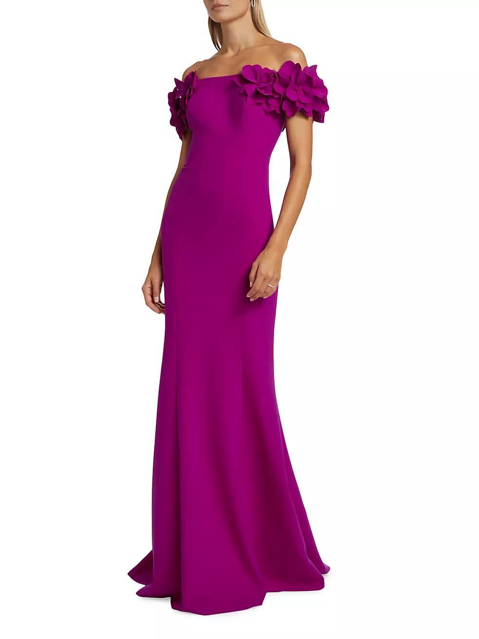 Crepe Petal Off-The-Shoulder Gown Product Image