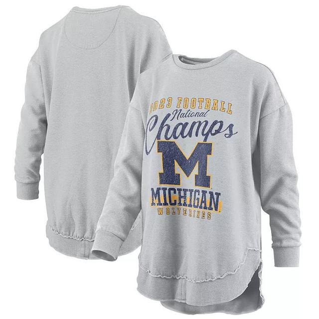 Womens Pressbox Gray Michigan Wolverines College Football Playoff 2023 National Champions Poncho Pullover Sweatshirt Product Image