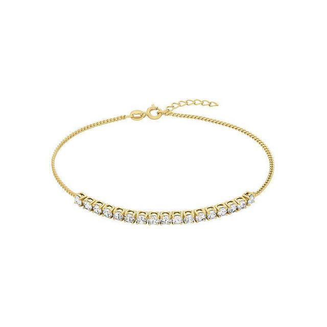 Aurielle Gender Neutral Gold Tone Clear Crystal Curb Chain Anklet, Womens Yellow Gold Tone Product Image