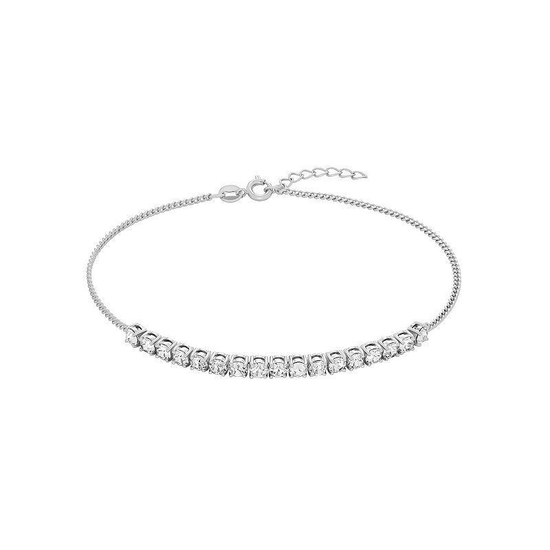 Aurielle Gender Neutral Clear Crystal Anklet, Womens Silver Tone Product Image