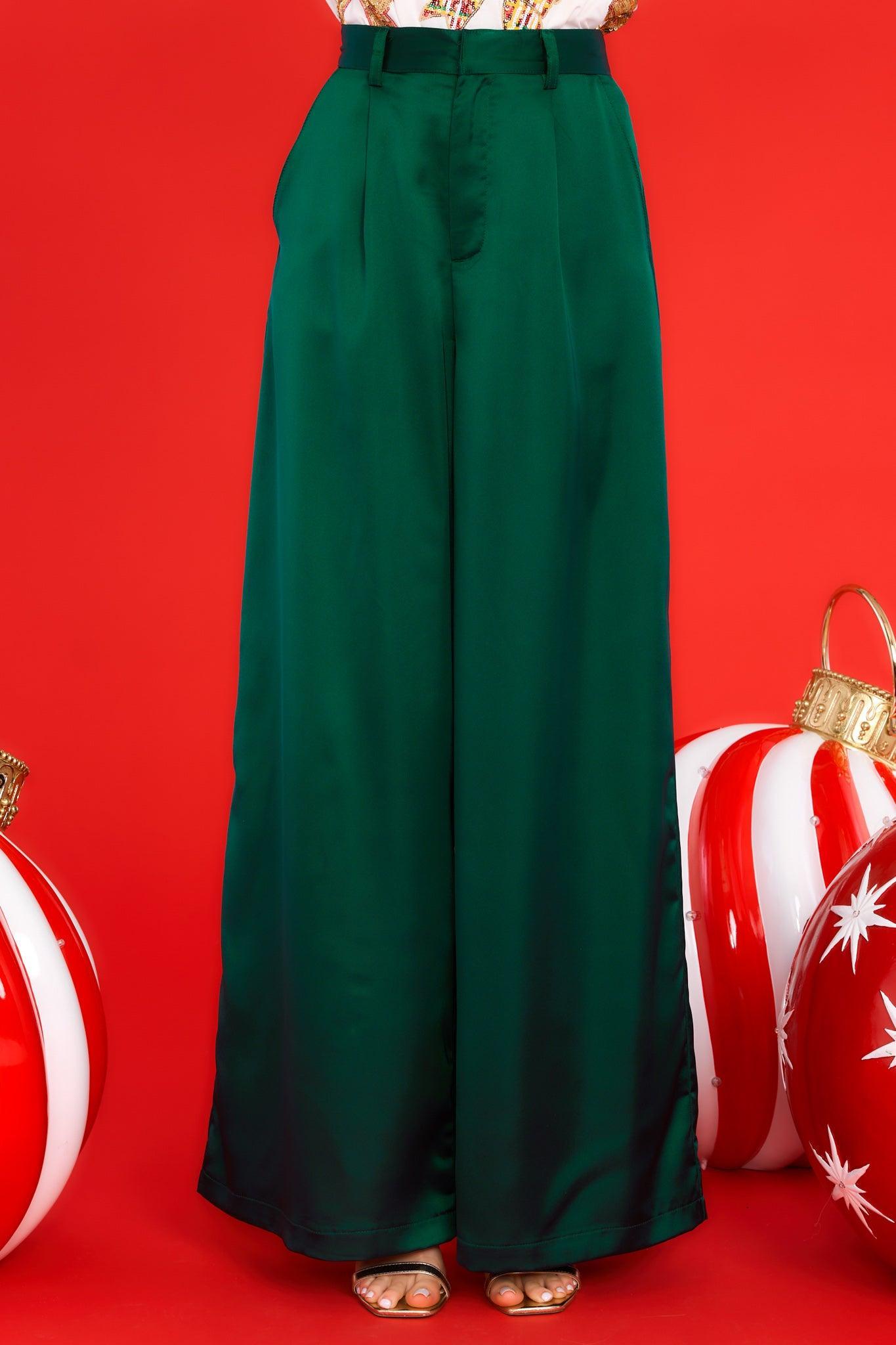 Long Term Hunter Green Wide Leg Pants Product Image