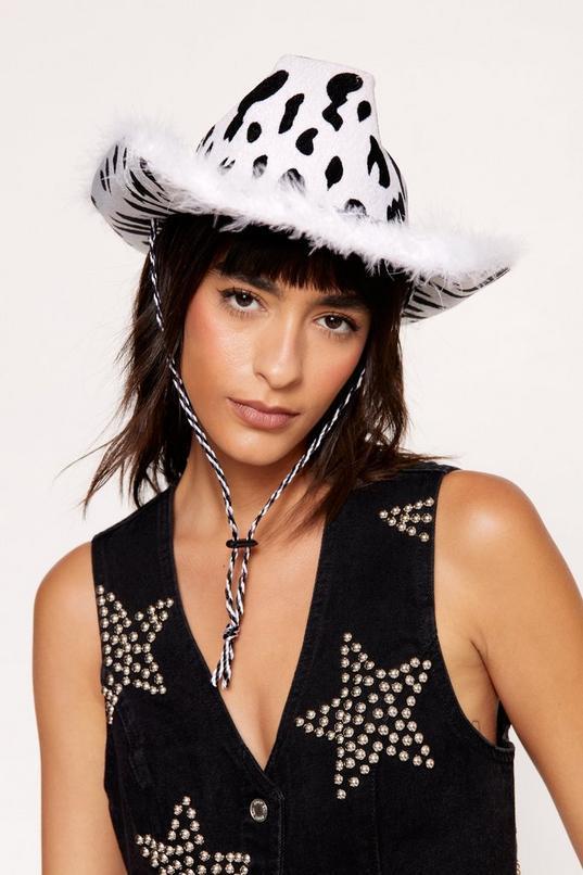 Cow Print Feather Cowboy Hat product image