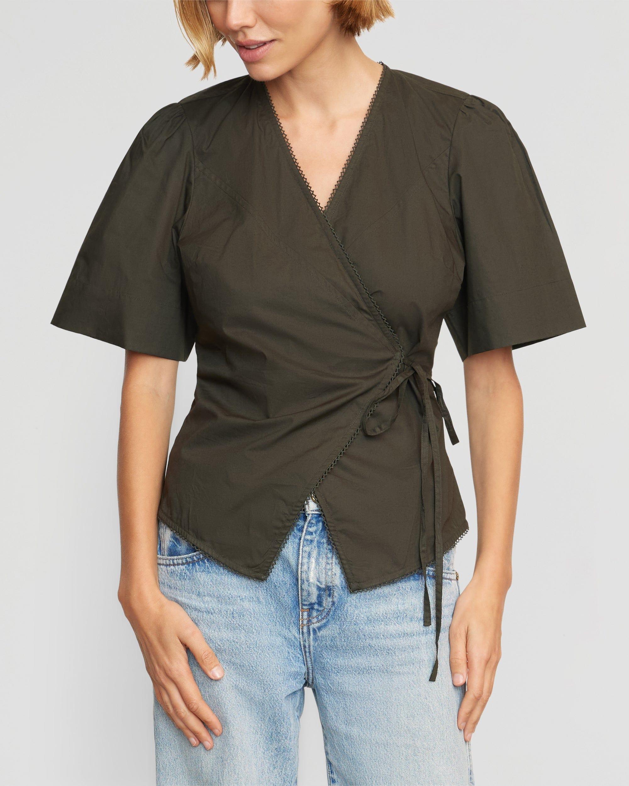 Chidi Structured Short-Sleeve Wrap Blouse Product Image