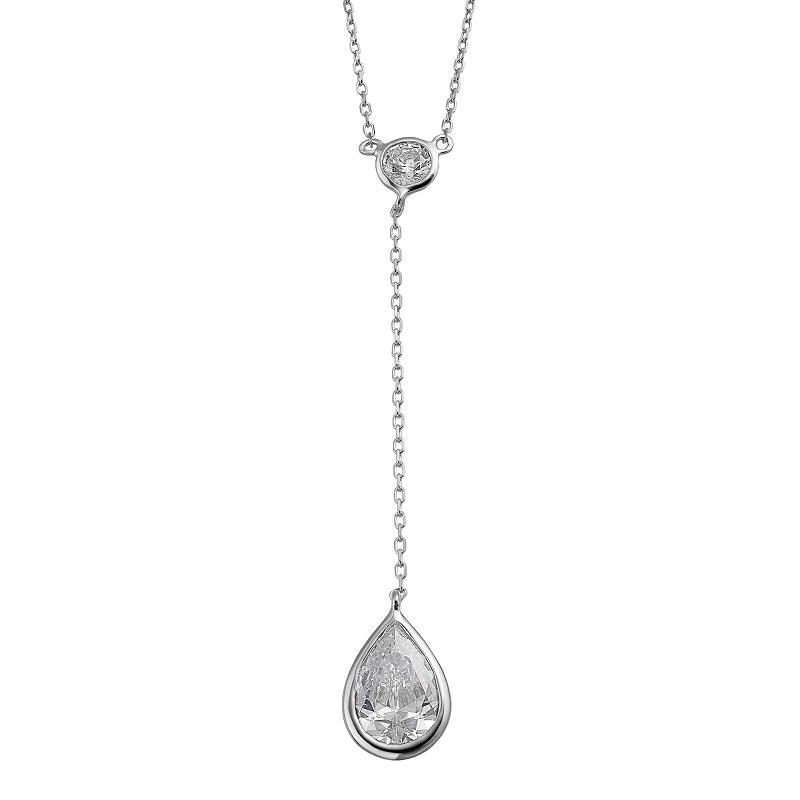 Rosabella Sterling Silver Cubic Zirconia Y-Necklace, Womens White Product Image