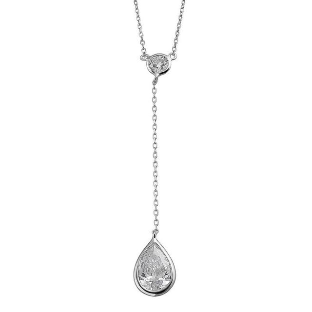 Rosabella Sterling Silver Cubic Zirconia Y-Necklace, Womens White Product Image