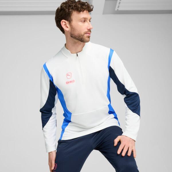 PUMA KING Pro Men's Quarter-zip Top in White/Bluemazing Product Image