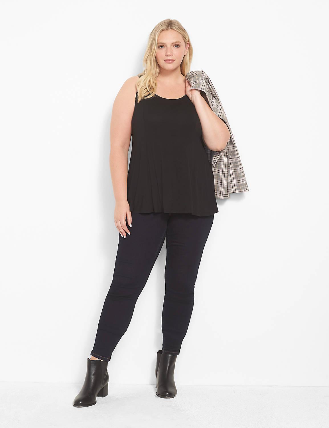 Lane Bryant Classic Scoop-Neck Fit & Flare Tank 10/12L Black Product Image