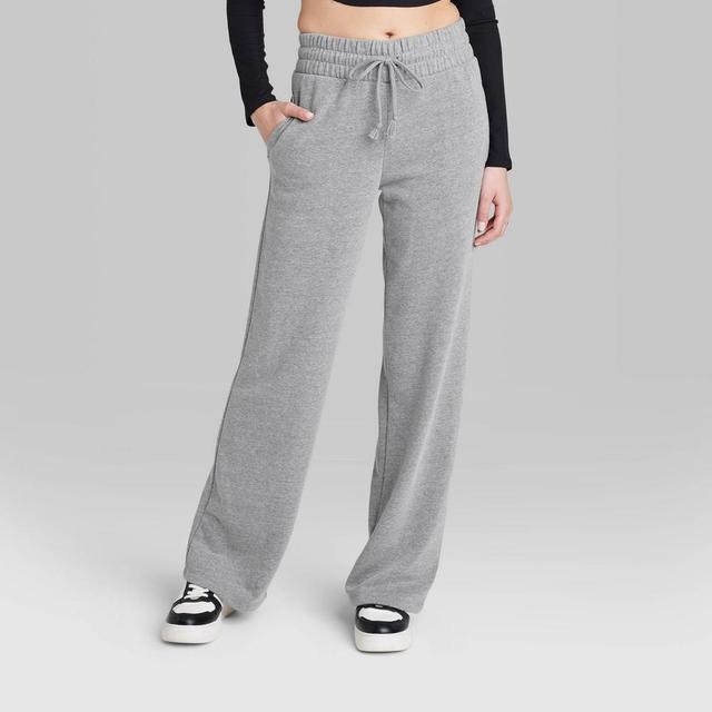 Womens High-Rise Wide Leg French Terry Sweatpants - Wild Fable Heather Gray XXS Product Image