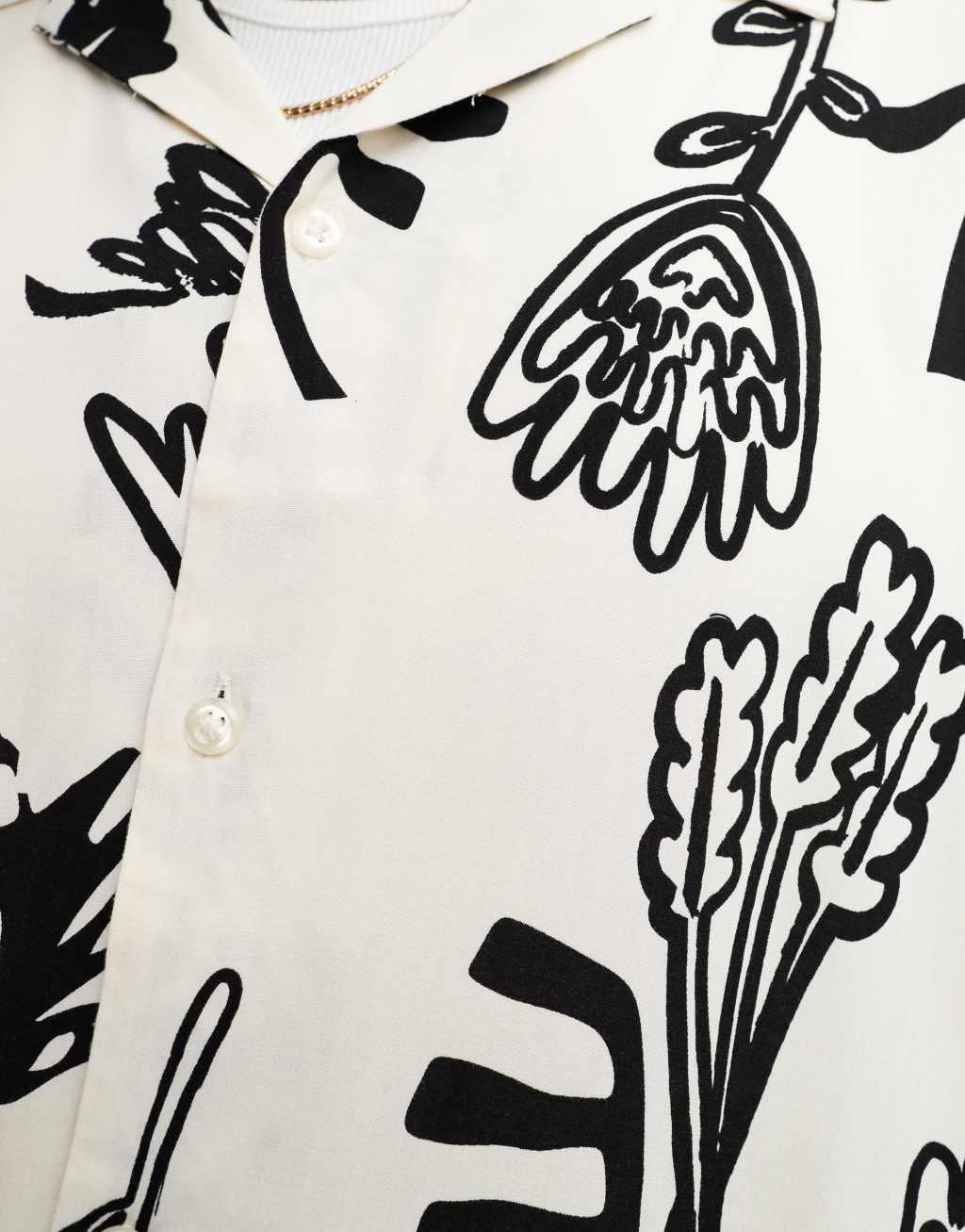 Jack & Jones camp collar shirt in white abstract floral  Product Image