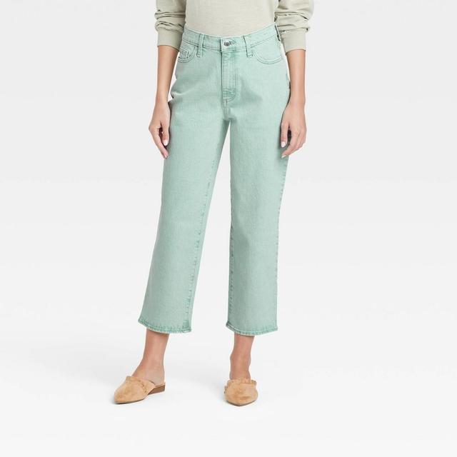 Womens High-Rise Straight Fit Cropped Jeans - Universal Thread Mint Green 00 Product Image