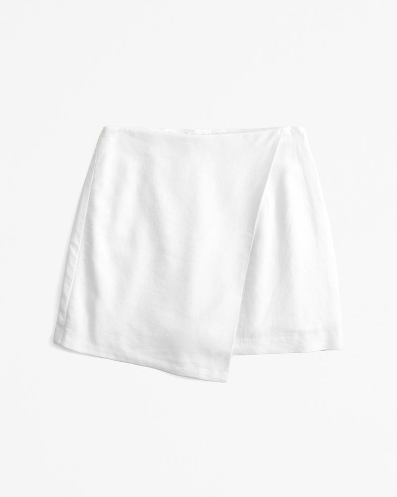 The A&F Scarlett Linen-Blend Wrap Mini Skort Product Image