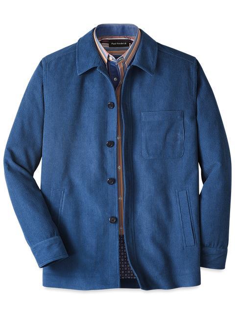 Microfiber Corduroy Shirt Jacket - Blue Product Image