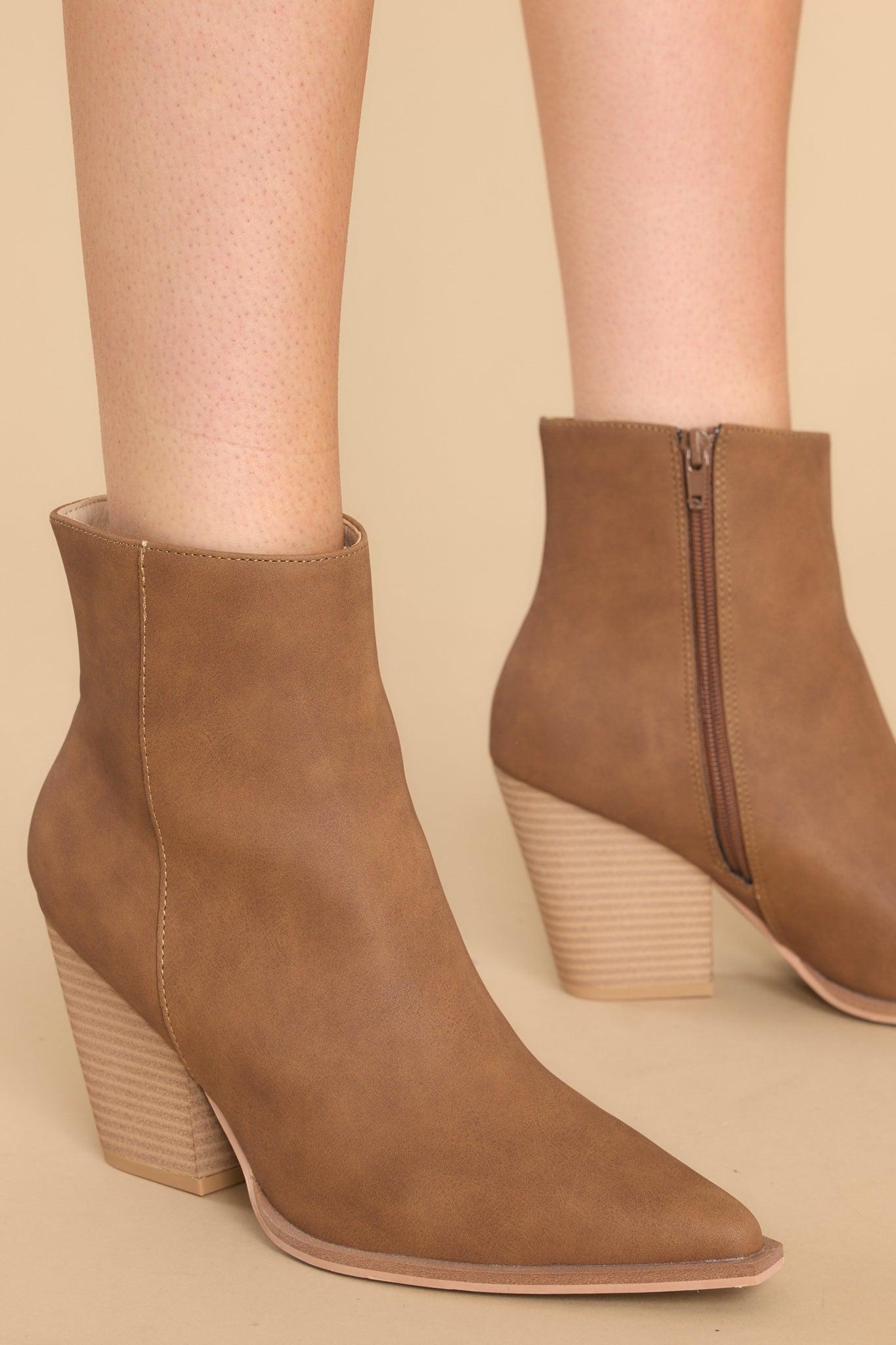 Gentle Persuasion Caramel Ankle Booties Tan Product Image