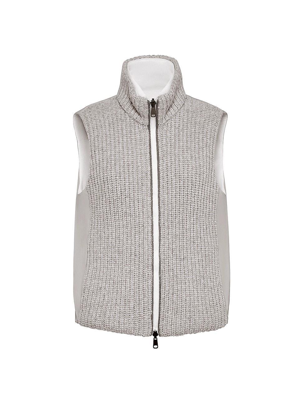 Womens Cashmere Feather Yarn Reversible Down Vest Product Image