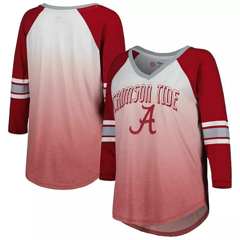 Womens G-III 4Her by Carl Banks /Crimson Alabama Crimson Tide Lead Off Ombre Raglan 3/4-Sleeve V-Neck T-Shirt Product Image