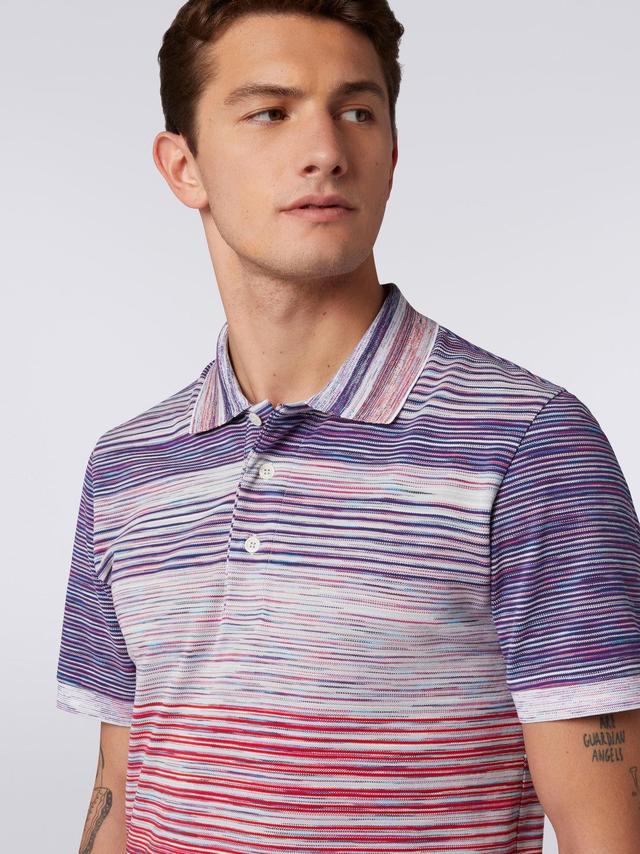 Slub cotton piqué polo shirt Red, Purple & Light Blue | Missoni Product Image