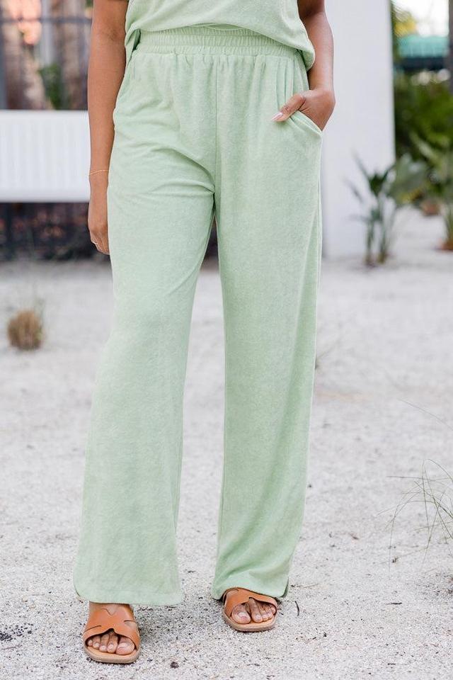 Never Looking Back Lime Terry Lounge Pants Product Image