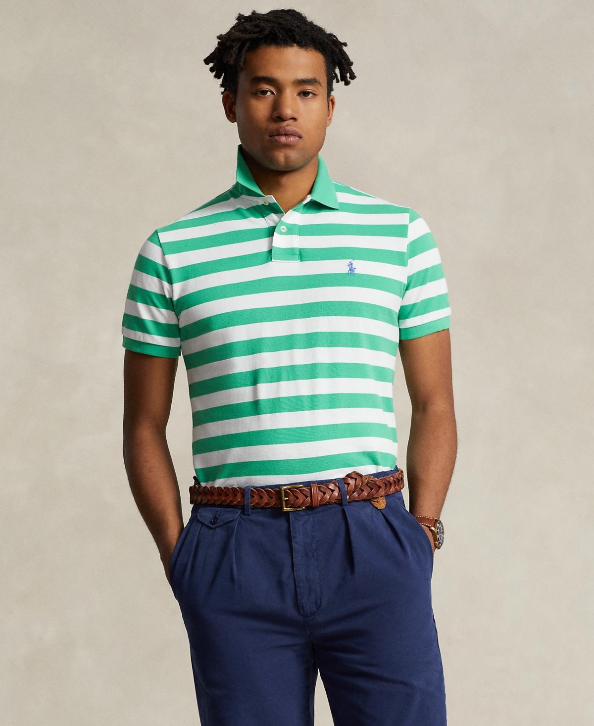 Men's Classic-Fit Striped Mesh Polo Shirt Product Image