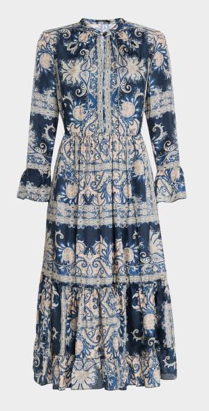 Lucrezia Tiered Paisley-Print Midi Dress Product Image