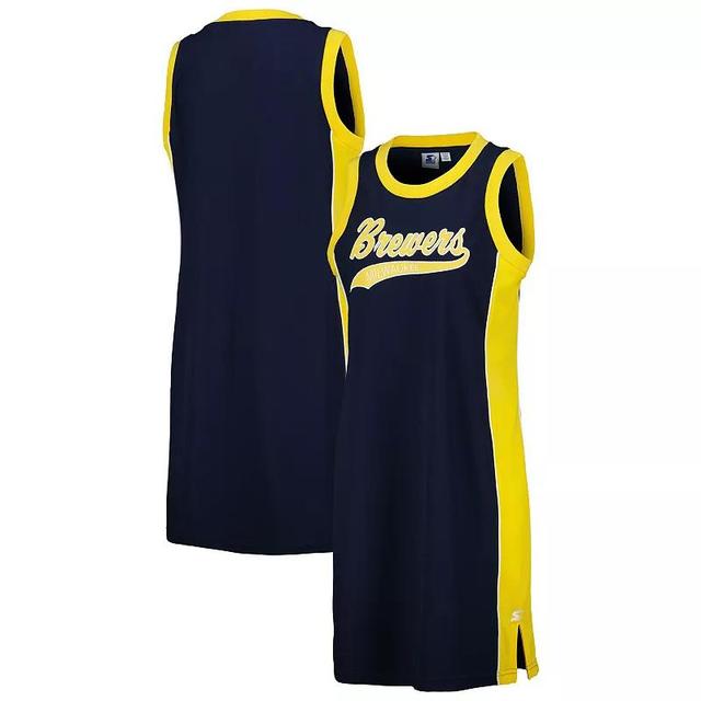 Womens Starter Milwaukee Brewers Slam Dunk Tank Top Sneaker Dress Blue Product Image