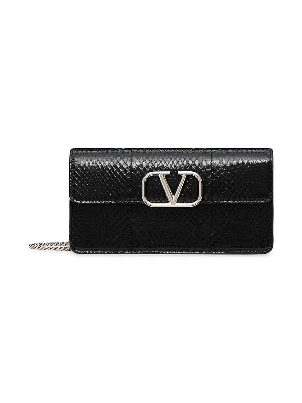 Womens VLogo Signature Ayers Leather Wallet with Chain Product Image