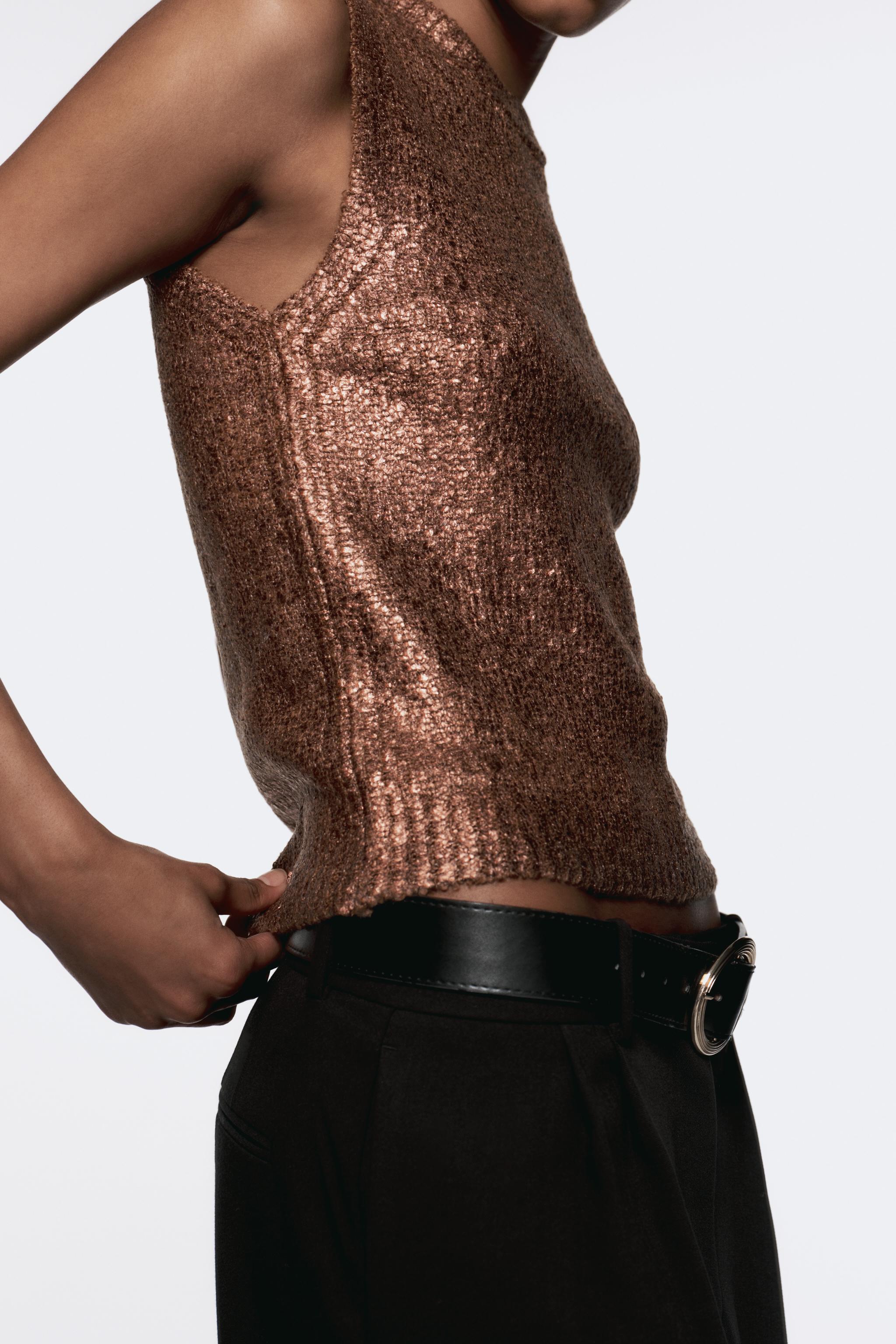 FOIL KNIT VEST TOP Product Image