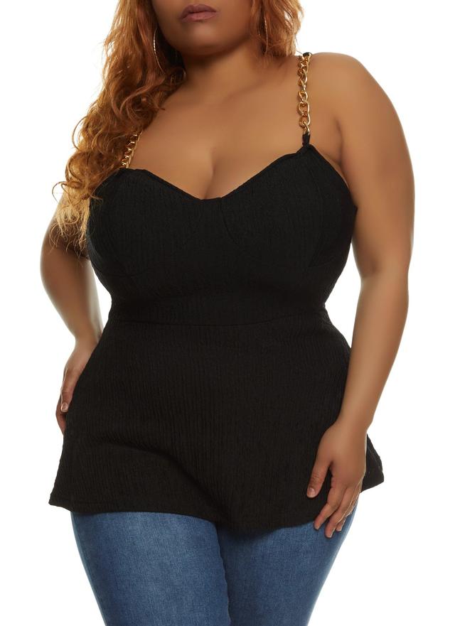 Womens Plus Size Chain Strap Bustier Peplum Top Product Image