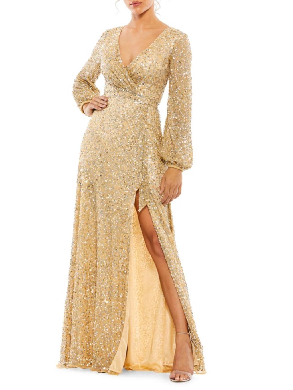 Multi-colored Sequin Silver Gown In Champagne product image