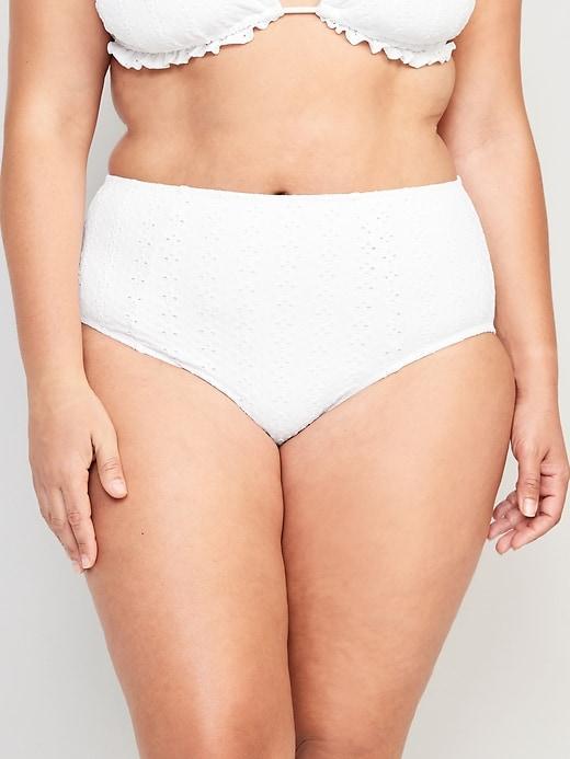 High-Waisted Eyelet Bikini Swim Bottoms Product Image