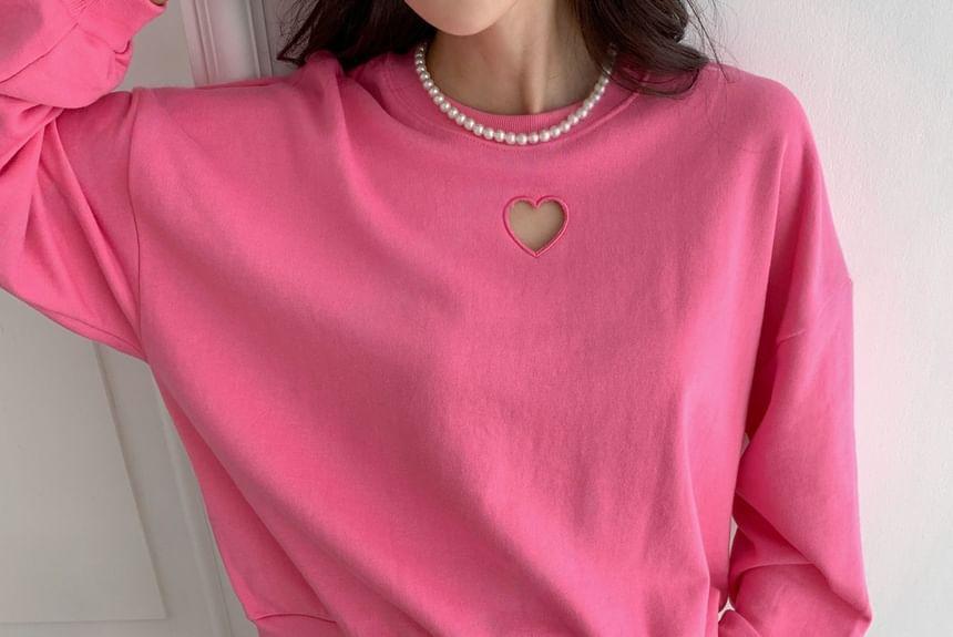 Plain Cutout Heart Sweatshirt Product Image