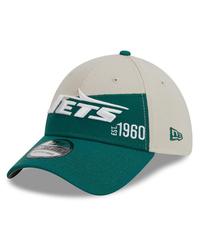 Mens New Era Cream/Kelly Green New York Jets 2023 Sideline Historic 39THIRTY Flex Hat Product Image