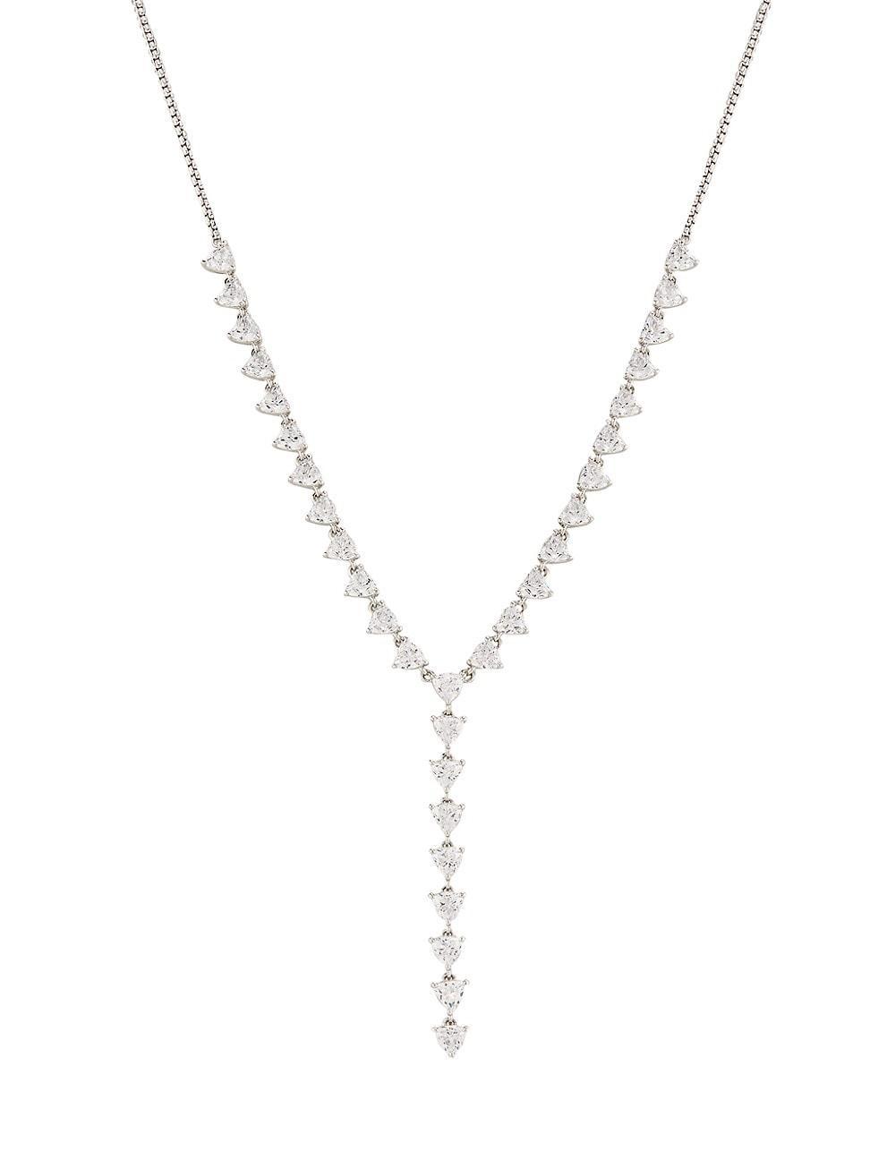 Womens Gwen Rhodium-Plated & Cubic Zirconia Y Necklace Product Image