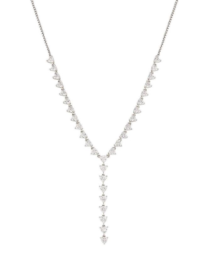 Womens Gwen Rhodium-Plated & Cubic Zirconia Y Necklace Product Image