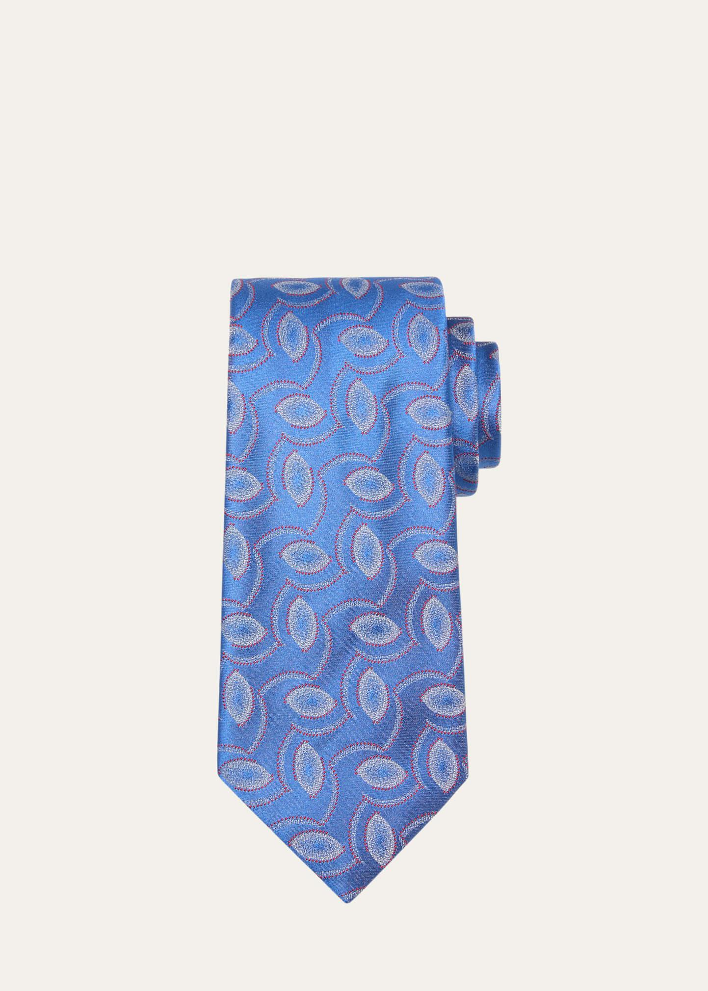 Mens Geometric Oval Jacquard Silk Tie Product Image