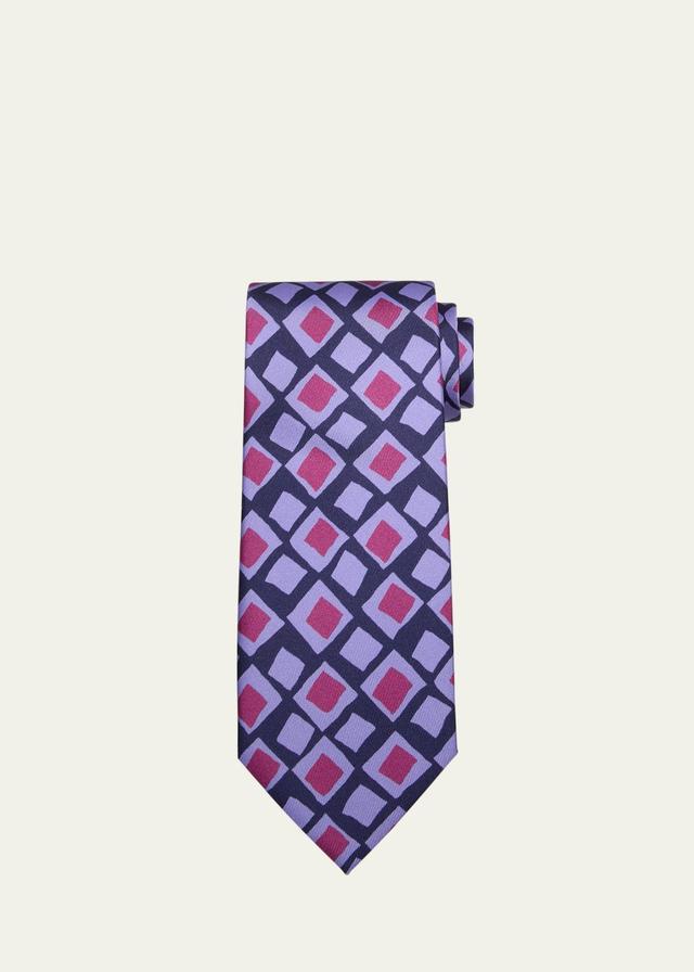 Mens Square-Print Silk Tie Product Image