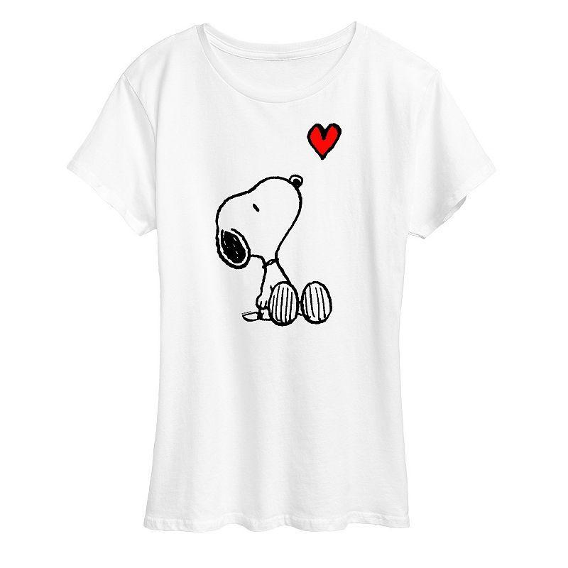 Womens Peanuts Red Snoopy Heart Graphic Tee White Product Image