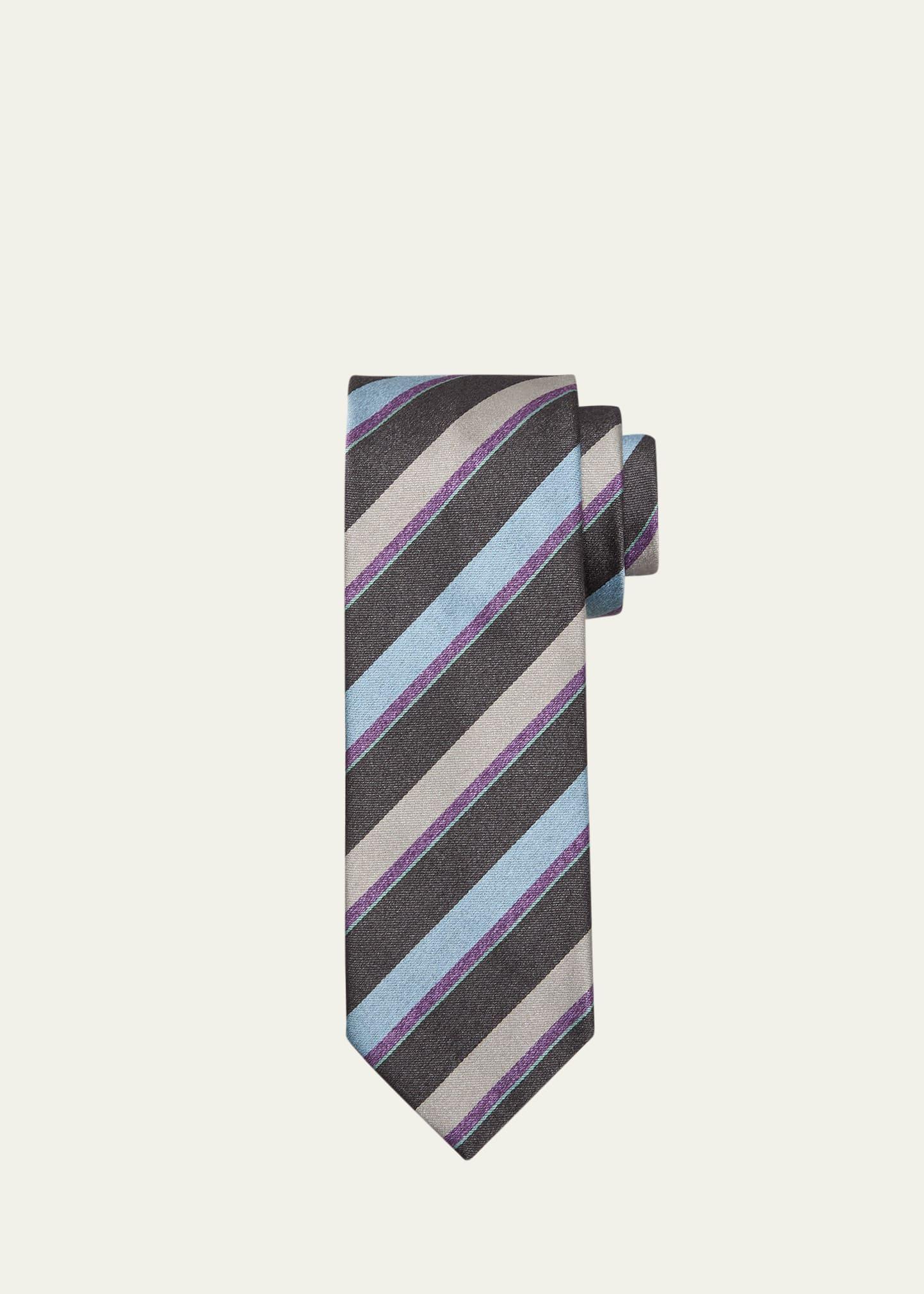 Mens Multi-Stripe Schappe Silk Tie Product Image