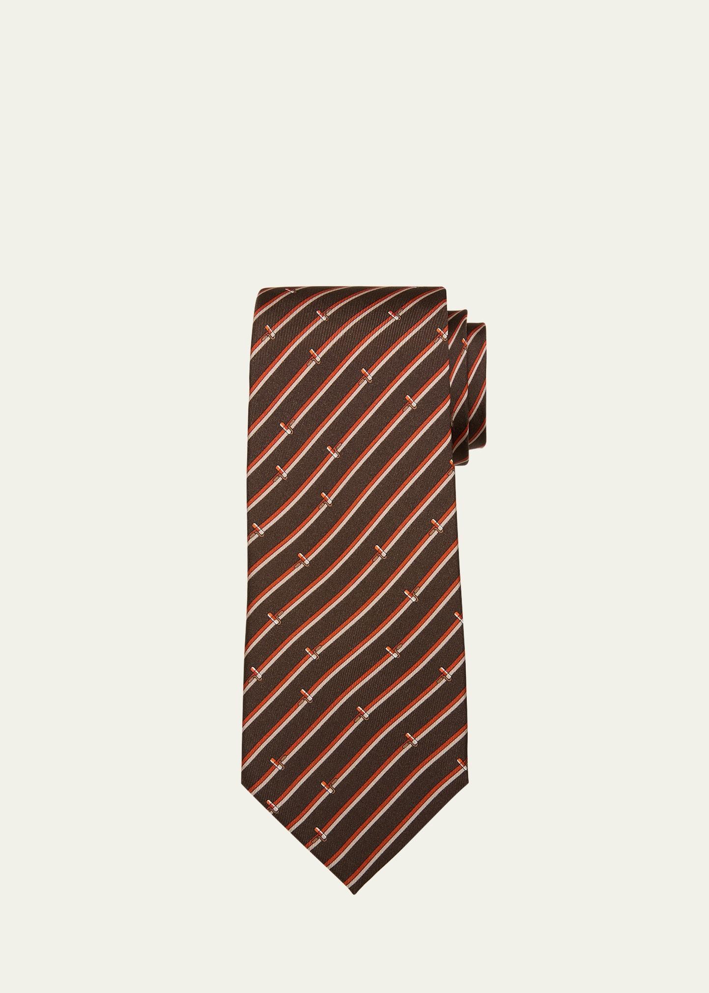 Mens Roller Stripe-Print Silk Tie Product Image