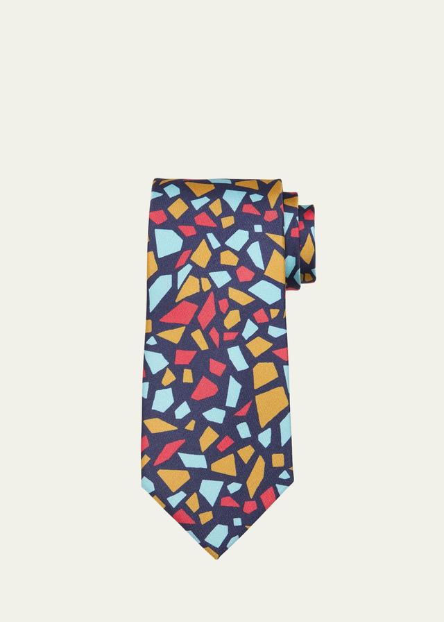 Mens Geometric-Print Silk Tie Product Image