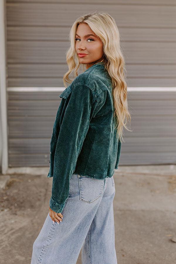 Hayride Honey Corduroy Jacket in Hunter Green Product Image