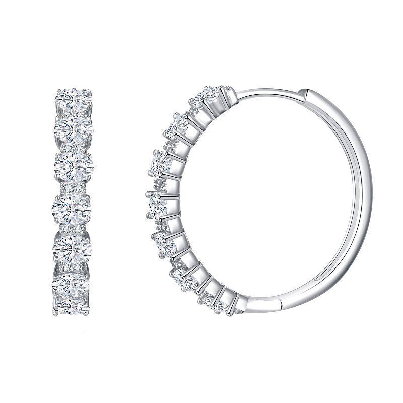 Sterling Silver Round & Marquis Cubic Zirconia Hoop Earrings, Womens Product Image