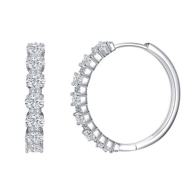 Sterling Silver Round & Marquis Cubic Zirconia Hoop Earrings, Womens, White Product Image