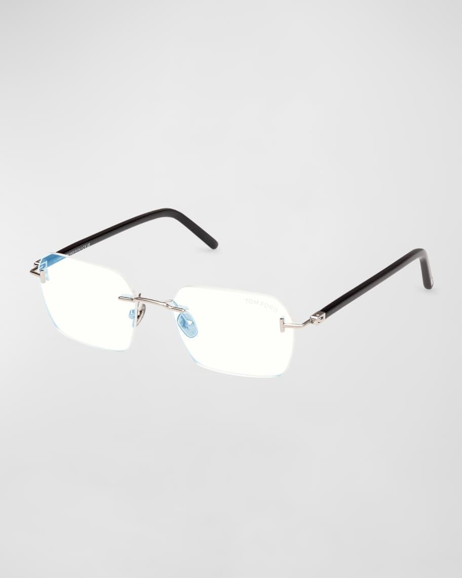 Men's Rimless Rectangle Blue Light-Blocking Glasses Product Image